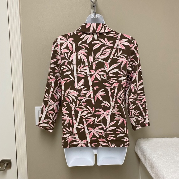 NEW! J. McLaughlin Cornelia Top 3/4 Sleeve Brown & Pink Bamboo Grove XS - $178 - Picture 5 of 11